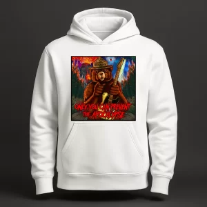 5 White (1) Smoky the Bear white hoodie
